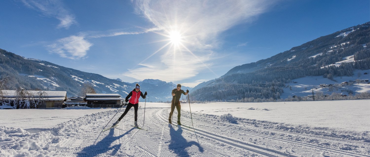 Langläufer Zillertal präparierte Loipe